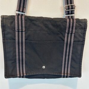 Hermes Fourre Dark Gray Messenger Bag with Striped Straps